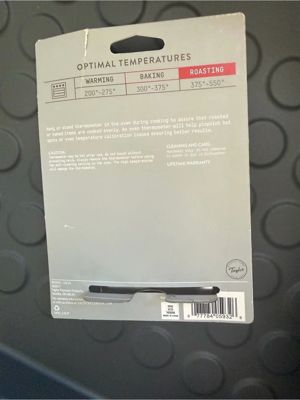 Taylor Oven Thermometer – 3” dial Easy to Read